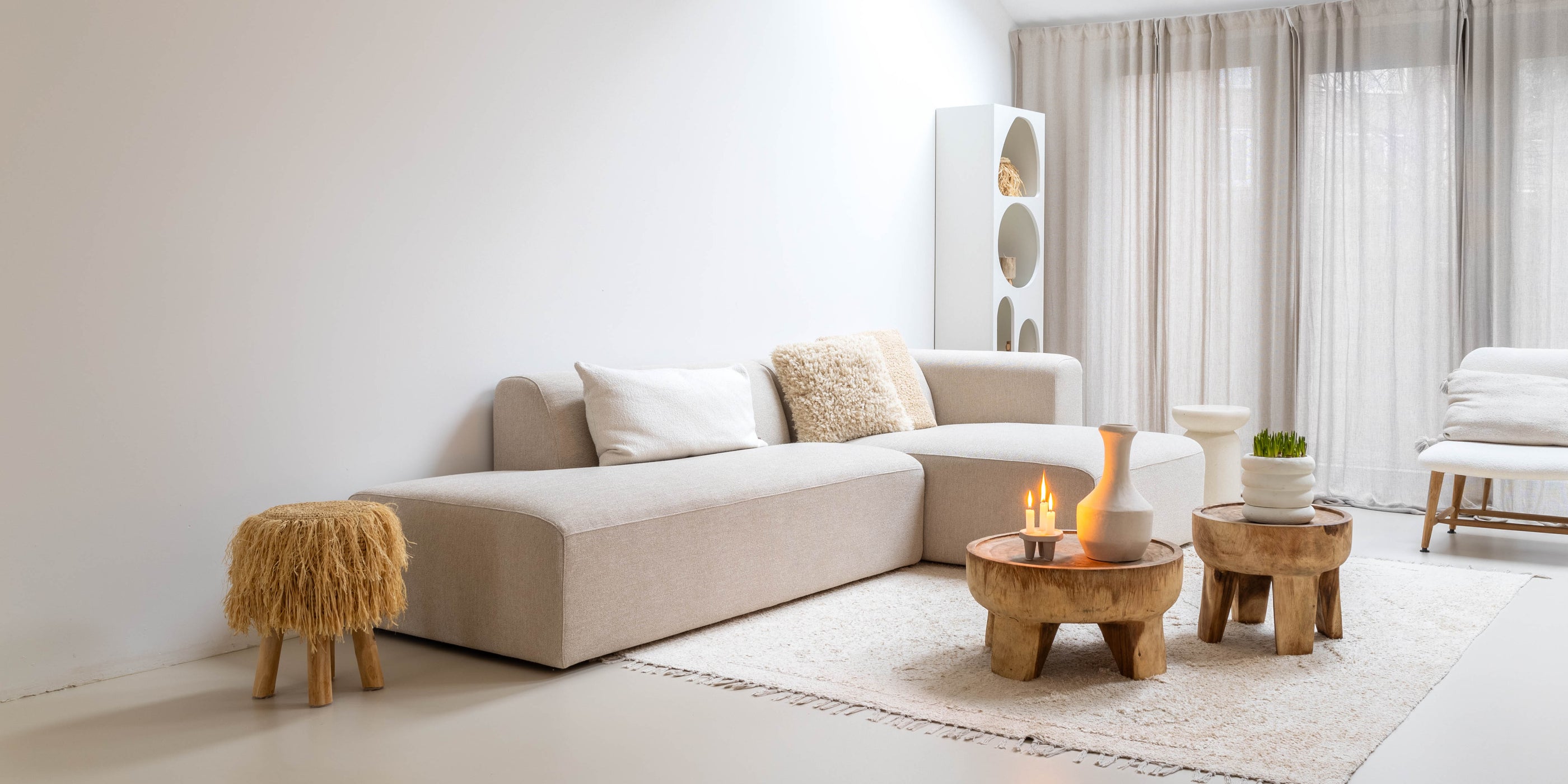 Elementenbank Finn By SIDDE - Japandi woonstijl - woonkamerinrichting - houten salontafelset  Elementenbank Finn By SIDDE - Japandi woonstijl - woonkamerinrichting - houten salontafelset